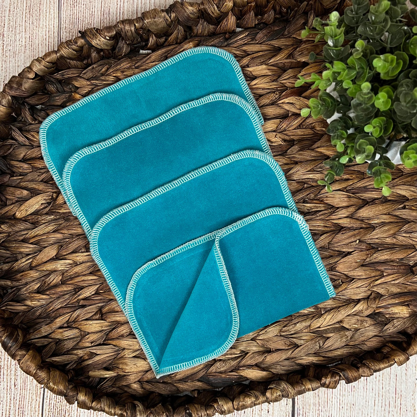 Teal Jade Cotton Velour wipes