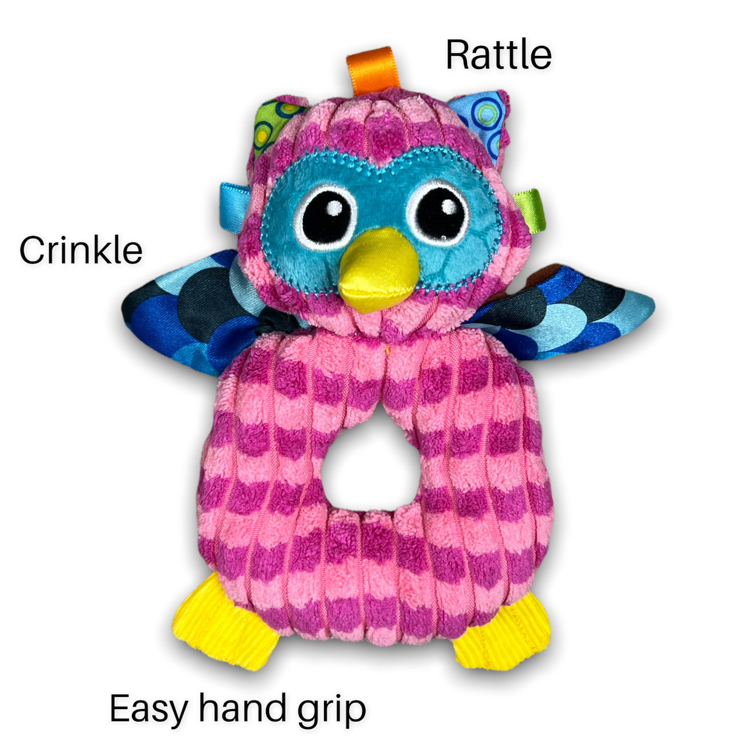 My first rattle (pink owl)