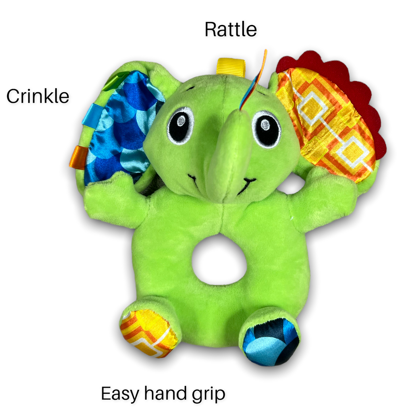 My first rattle (green elephant)