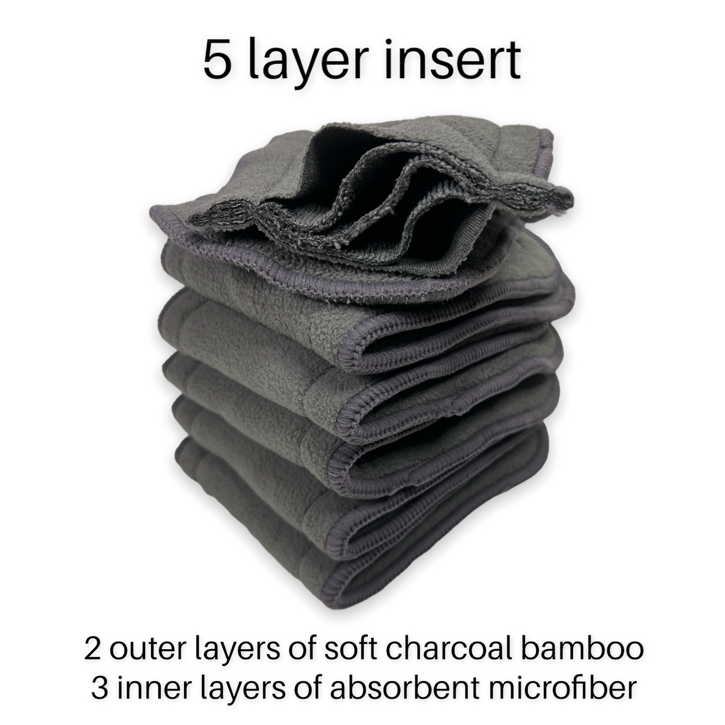 5 layer Charcoal bamboo diaper insert